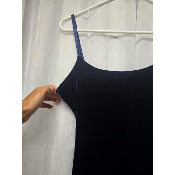 Vintage Y2K Bebe Maxi Slip Dress Navy Blue Velvet Goth Whimsigoth Vamp Witchy Sm - Picture 8 of 12